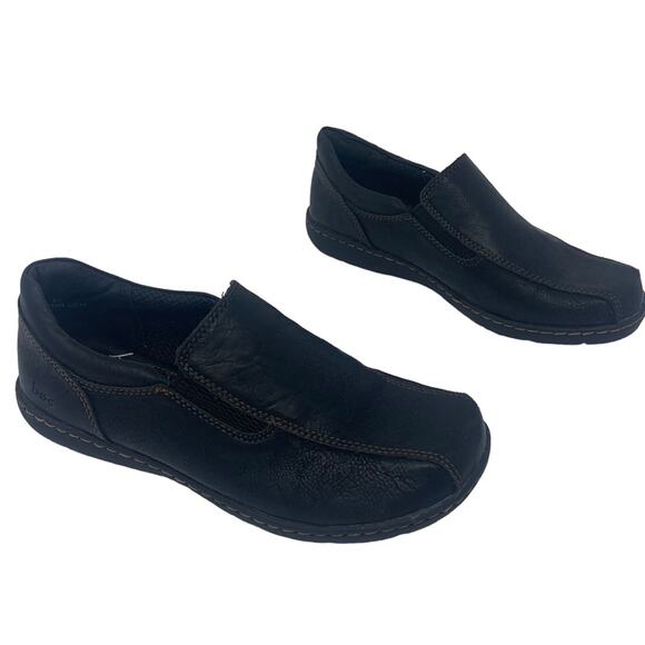 Boc Black Leather Loafers Womens Size 6 Minimalist Comfort Shoe Office Casual - Picture 1 of 11
